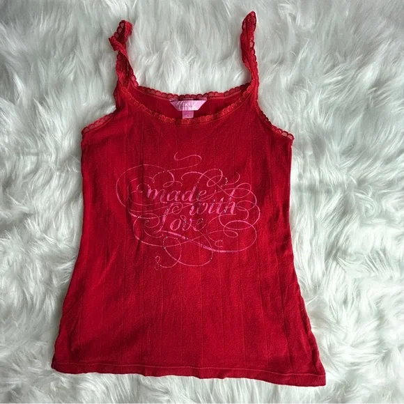 PINK Victoria's Secret Red Lace Trim Top - Picture 5 of 7